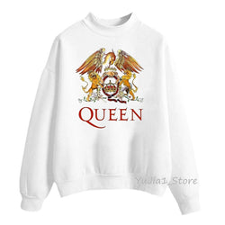 Vintage Queen Band sweatshirt Freddie Mercury print hoodies women white hip hop rock hoddies gothic clothes winter streetwear
