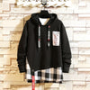 Mens Hoodies Hip Hop Streetwear Men Print Letter Ribbon Sweatshirt Male Pullover Hoddies Black White Korean Sweetshirts hip hop