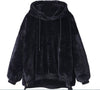 Women Plus Velvet Hooded Solid Long-Sleeve Casual Hoodies Outwear Winter Double-Faced Velvet Sweatshirt Roap Mujer
